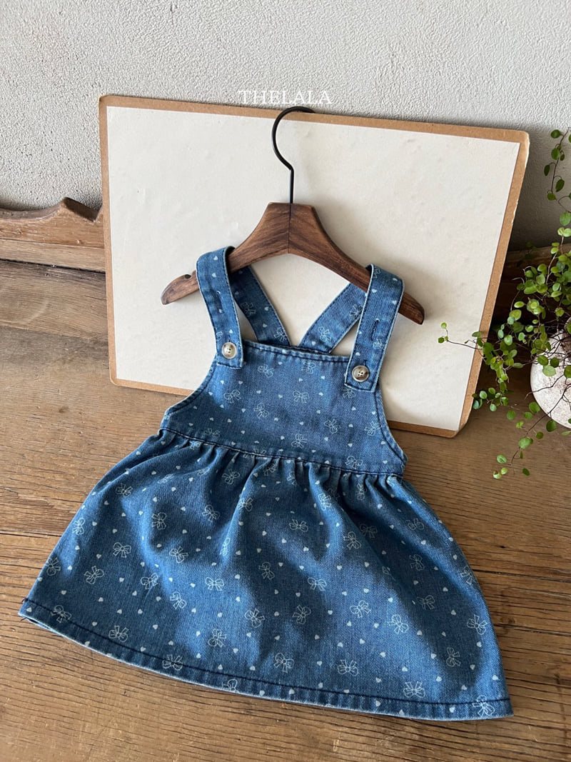 Lala - Korean Baby Fashion - #babygirlfashion - Ribbon Denim One-piece - 7