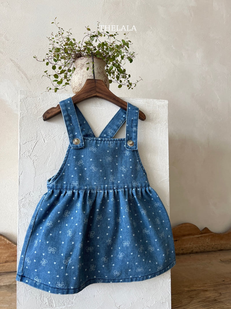 Lala - Korean Baby Fashion - #babyoninstagram - Ribbon Denim One-piece - 9