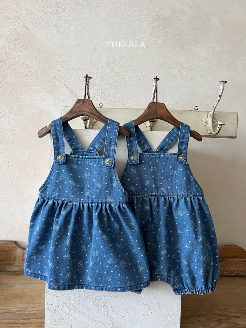 Lala - Korean Baby Fashion - #smilingbaby - Ribbon Denim One-piece