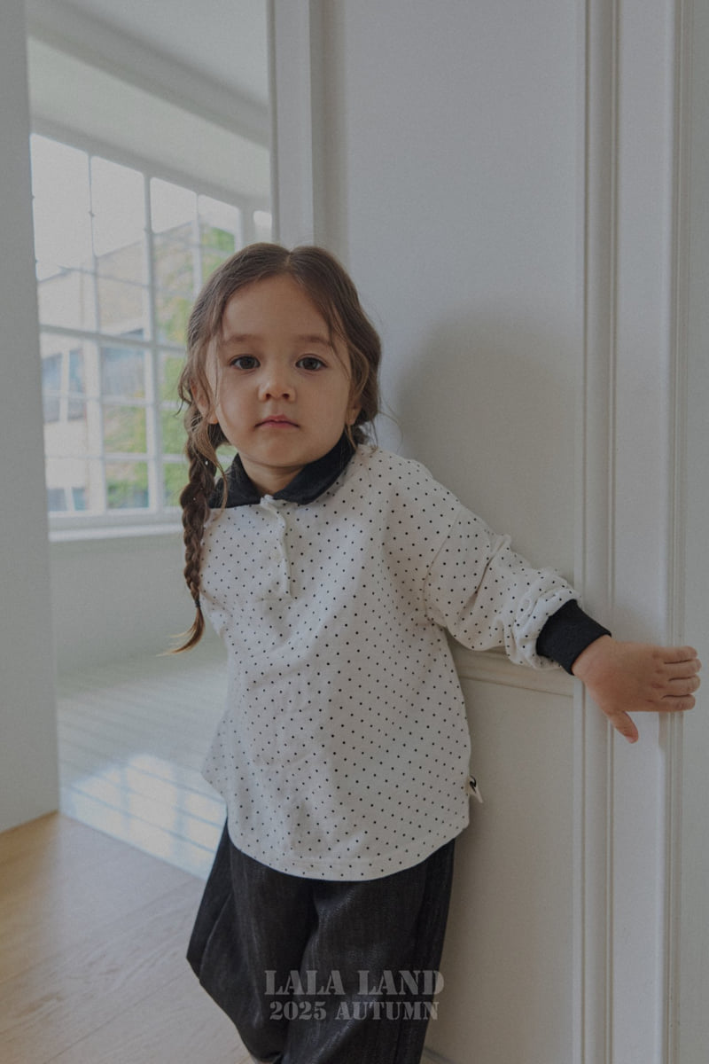 Lalaland - Korean Baby Fashion - #babygirlfashion - kids Dot Collar Tee - 3