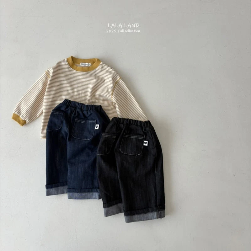 Lalaland - Korean Baby Fashion - #babylifestyle - kids Roll-Up Straight Denim Pants - 12