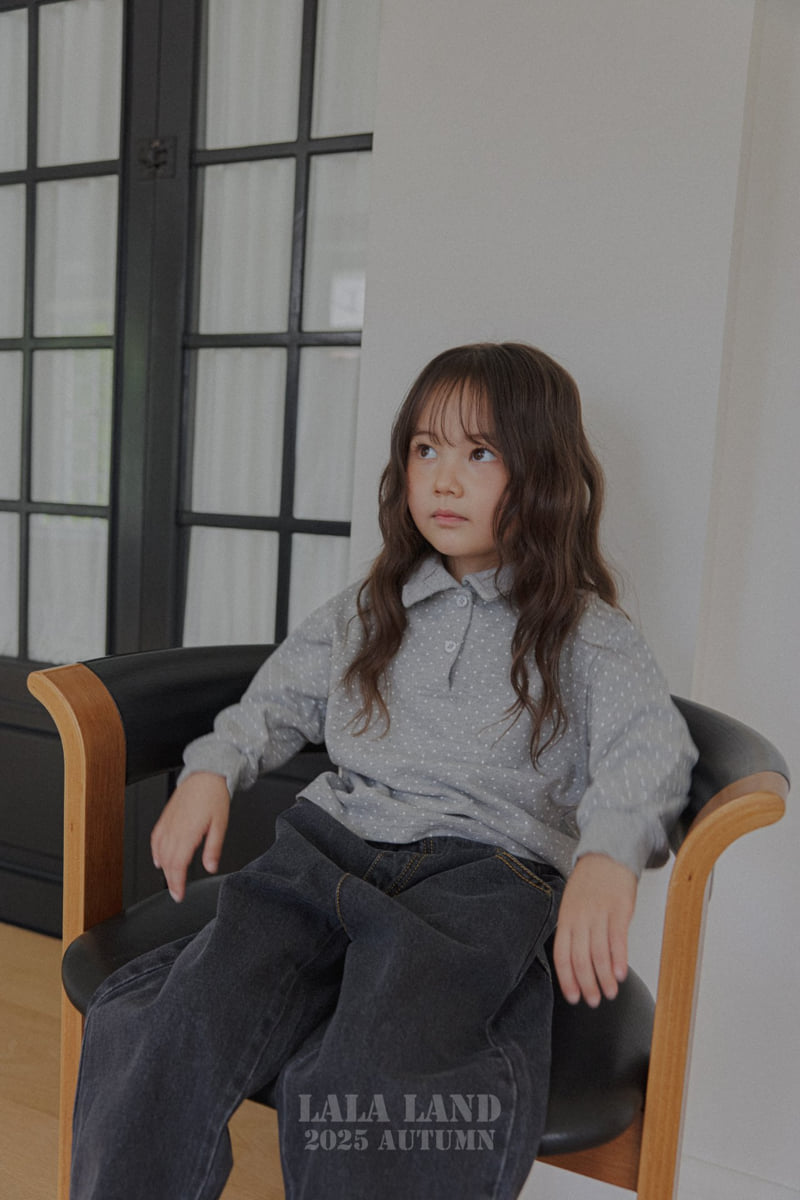Lalaland - Korean Baby Fashion - #babyootd - kids Dot Collar Tee - 6