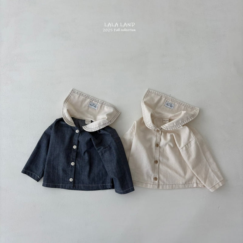 Lalaland - Korean Baby Fashion - #babyoutfit - kids Stitch Sailor Denim Shirt - 11