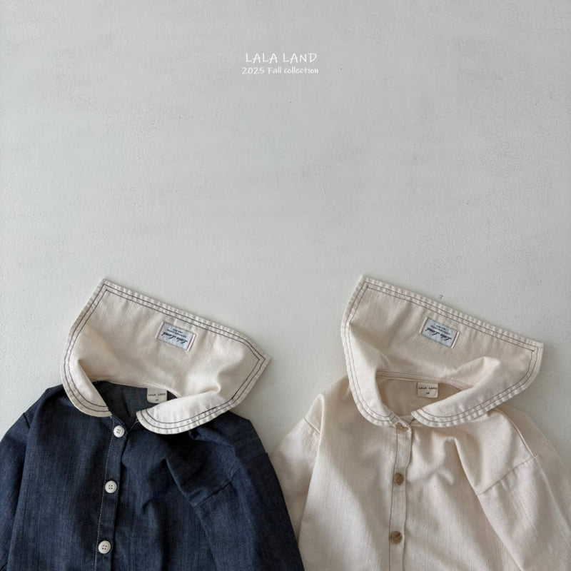 Lalaland - Korean Baby Fashion - #babywear - kids Stitch Sailor Denim Shirt - 12