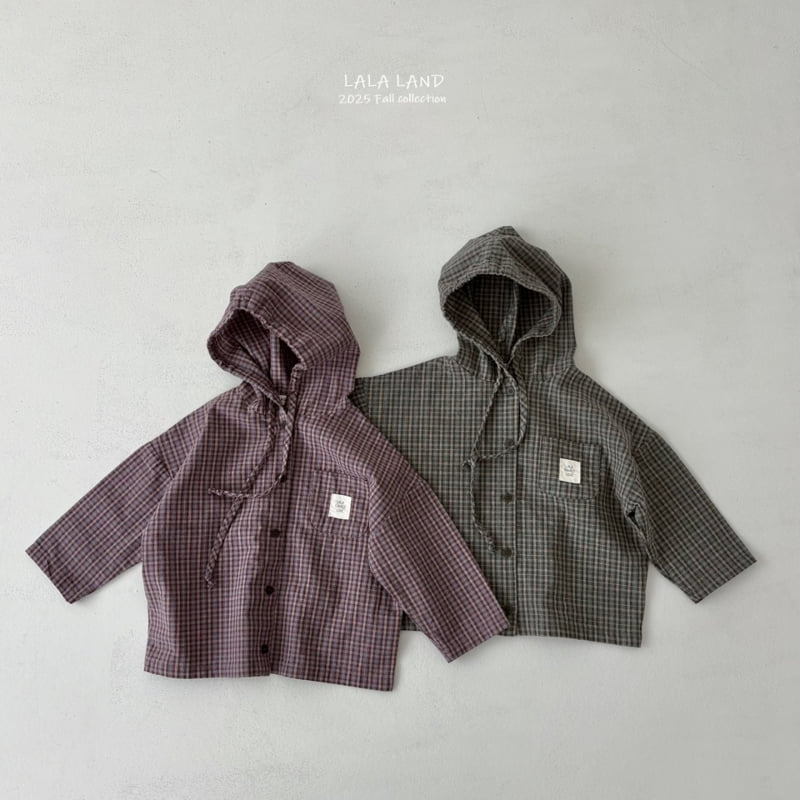 Lalaland - Korean Baby Fashion - #onlinebabyboutique - kids Hoodie Check Shirt - 12