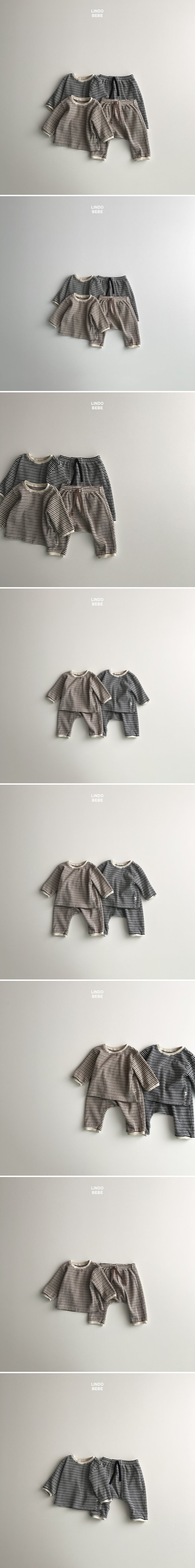 Lindo - Korean Baby Fashion - #babyboutique - Bebe Waffle Stripe Set