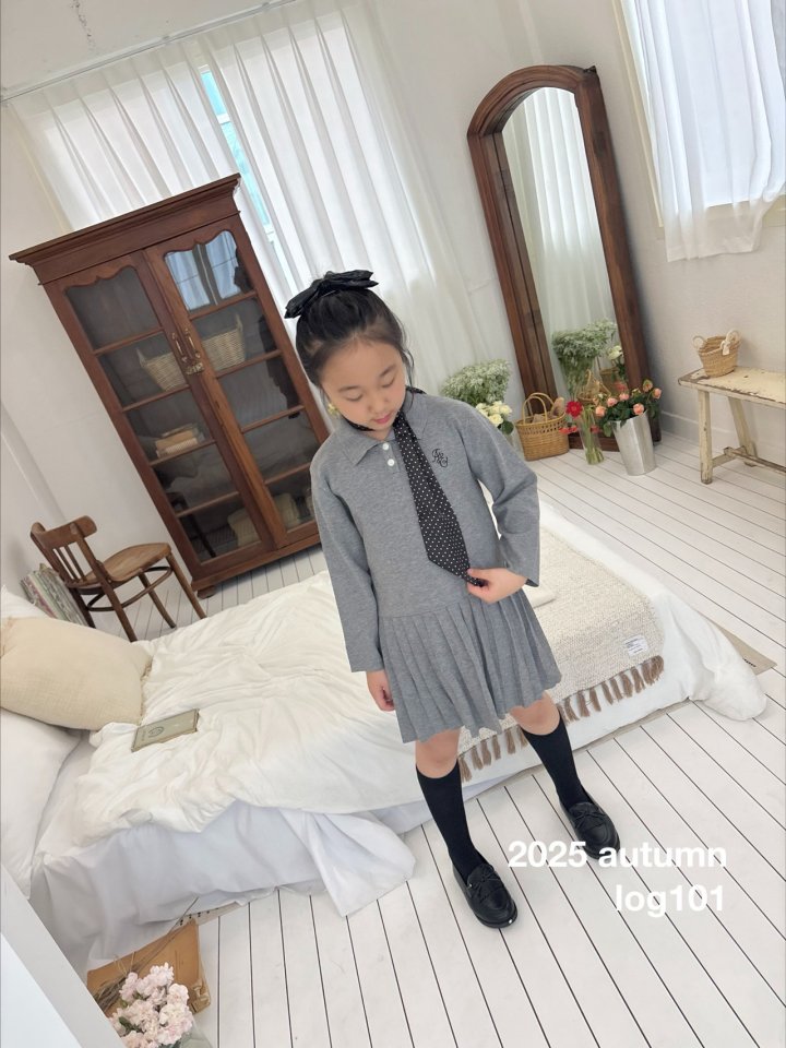 Log101 - Korean Children Fashion - #Kfashion4kids - Knit Collar One-piece - 10