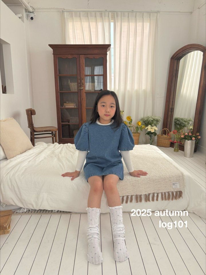 Log101 - Korean Children Fashion - #childofig - Denim Shirring One-piece - 6