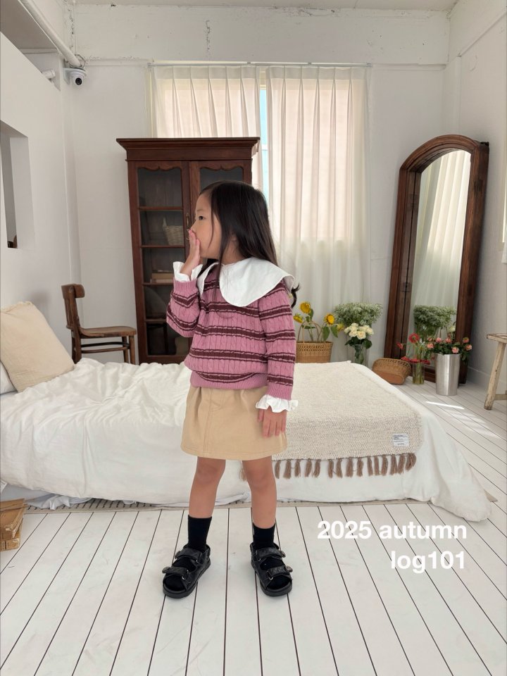 Log101 - Korean Children Fashion - #littlefashionista - Bi Stripe Knit Set (Scarf Included) - 2