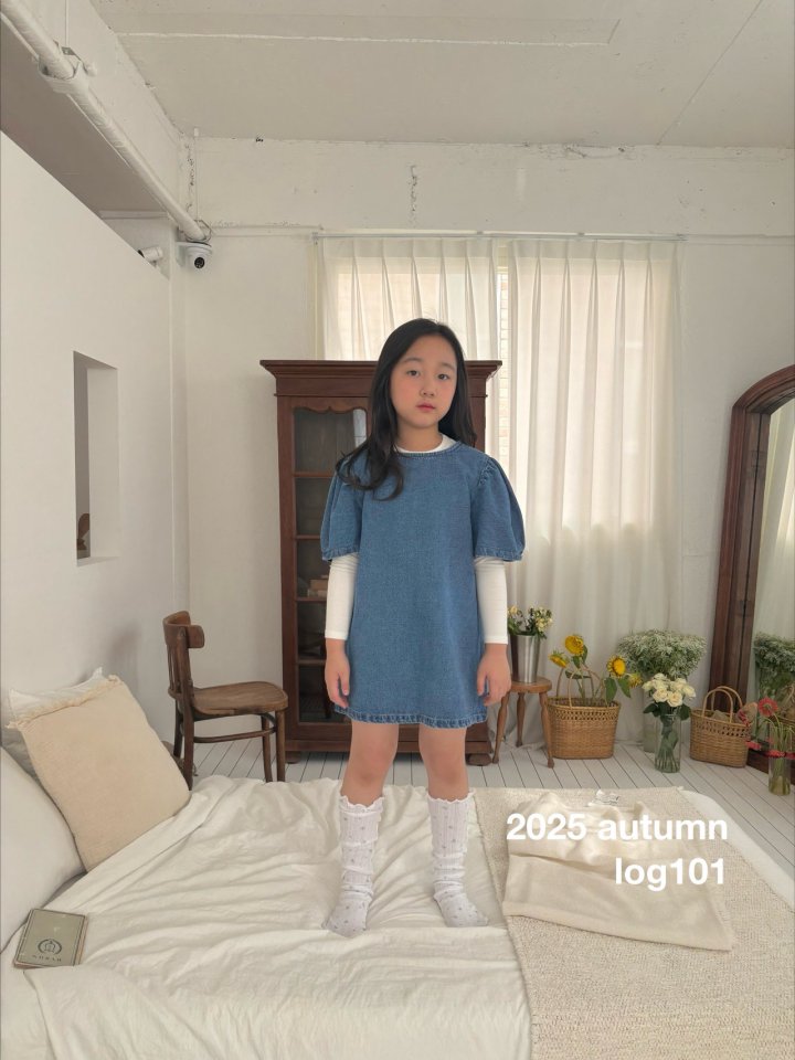 Log101 - Korean Children Fashion - #magicofchildhood - Denim Shirring One-piece - 3