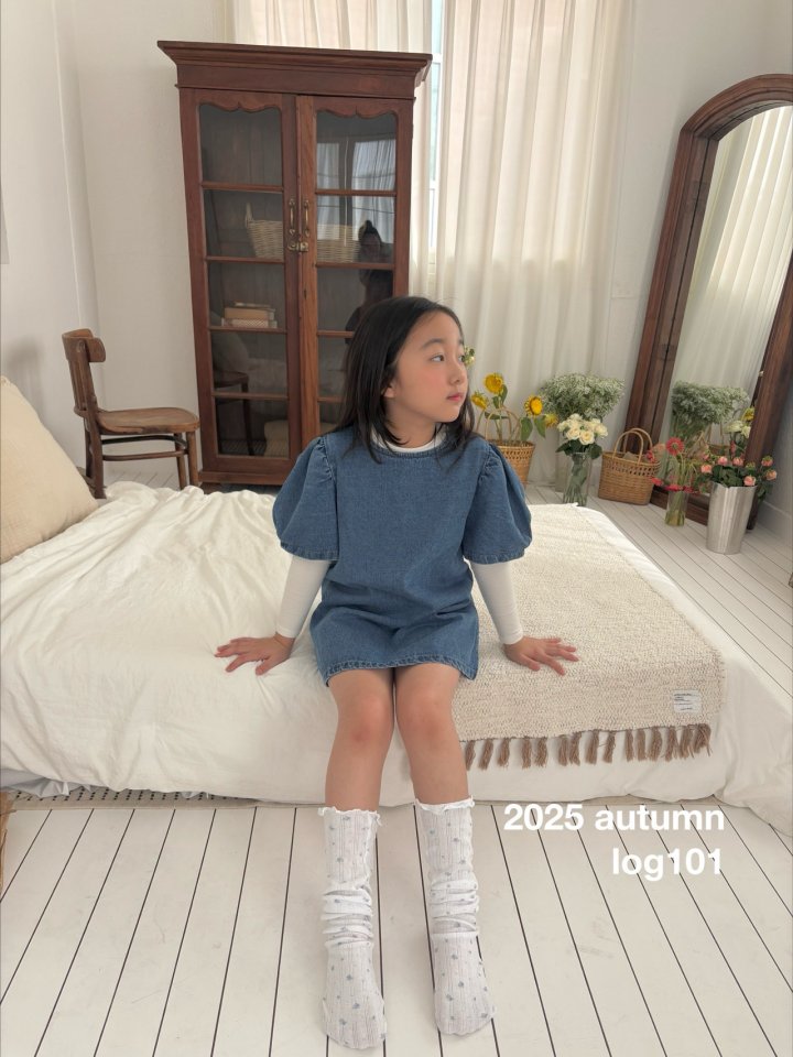 Log101 - Korean Children Fashion - #magicofchildhood - Denim Shirring One-piece - 4