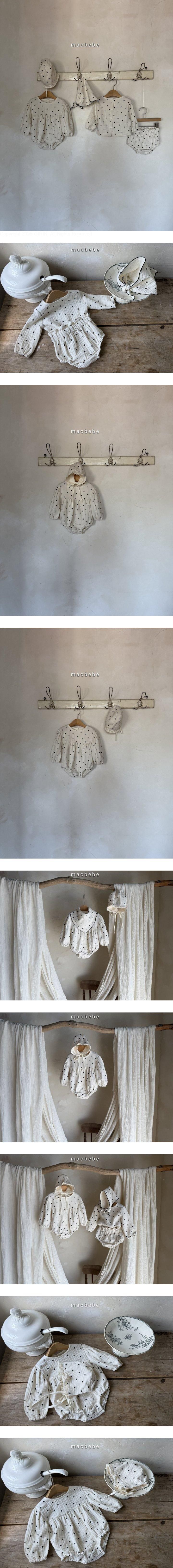 Mac - Korean Baby Fashion - #onlinebabyboutique - Dot Bonnet Suit