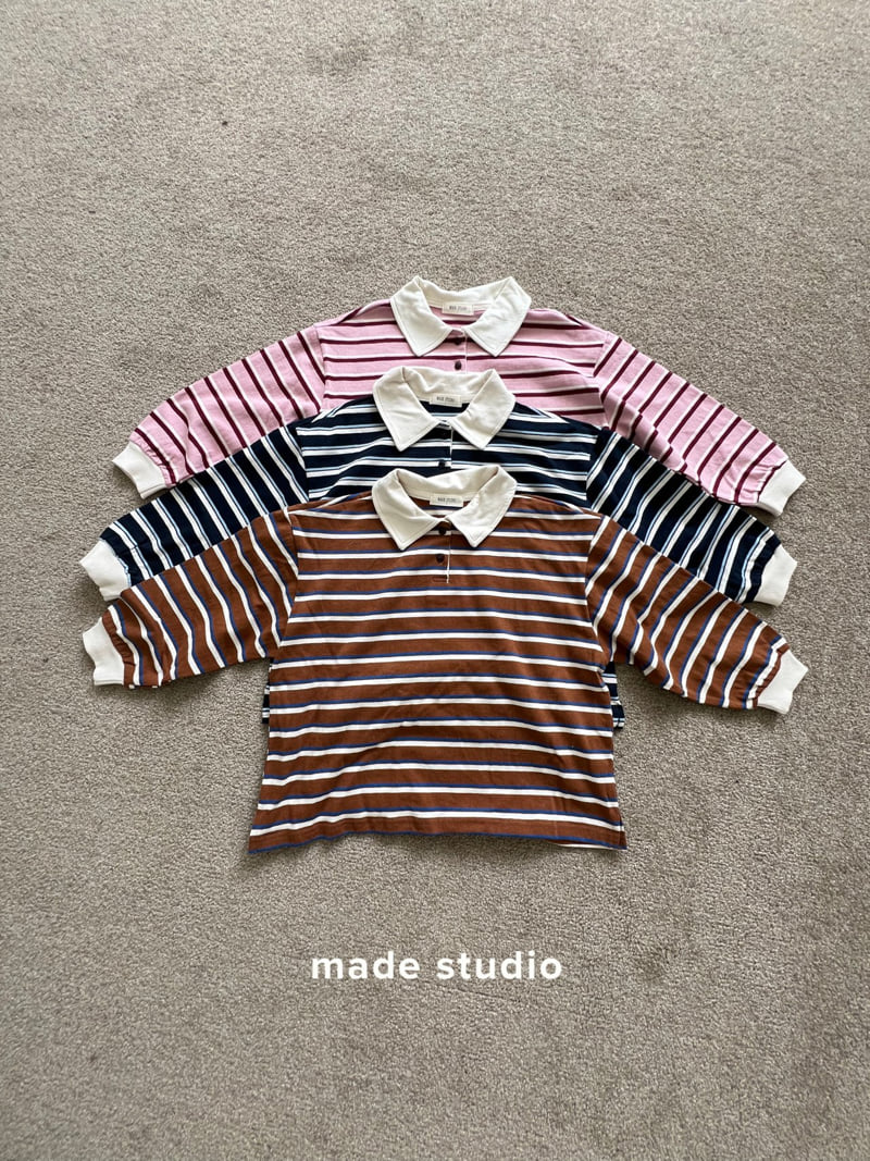 Made Studio - Korean Children Fashion - #childrensboutique - Stripe Collar Tee