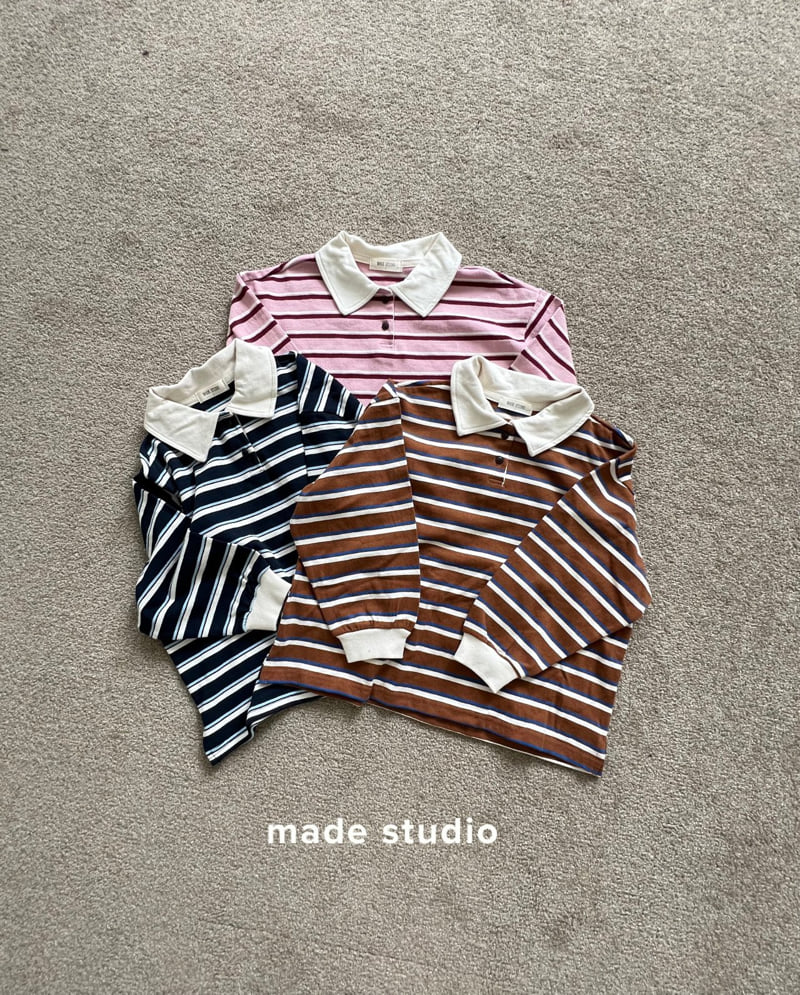 Made Studio - Korean Children Fashion - #designkidswear - Stripe Collar Tee - 2