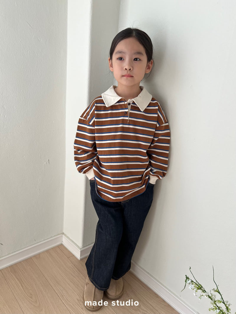 Made Studio - Korean Children Fashion - #discoveringself - Stripe Collar Tee - 4