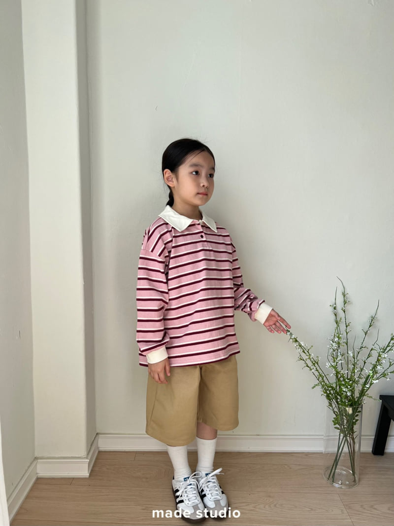 Made Studio - Korean Children Fashion - #kidzfashiontrend - Stripe Collar Tee - 7