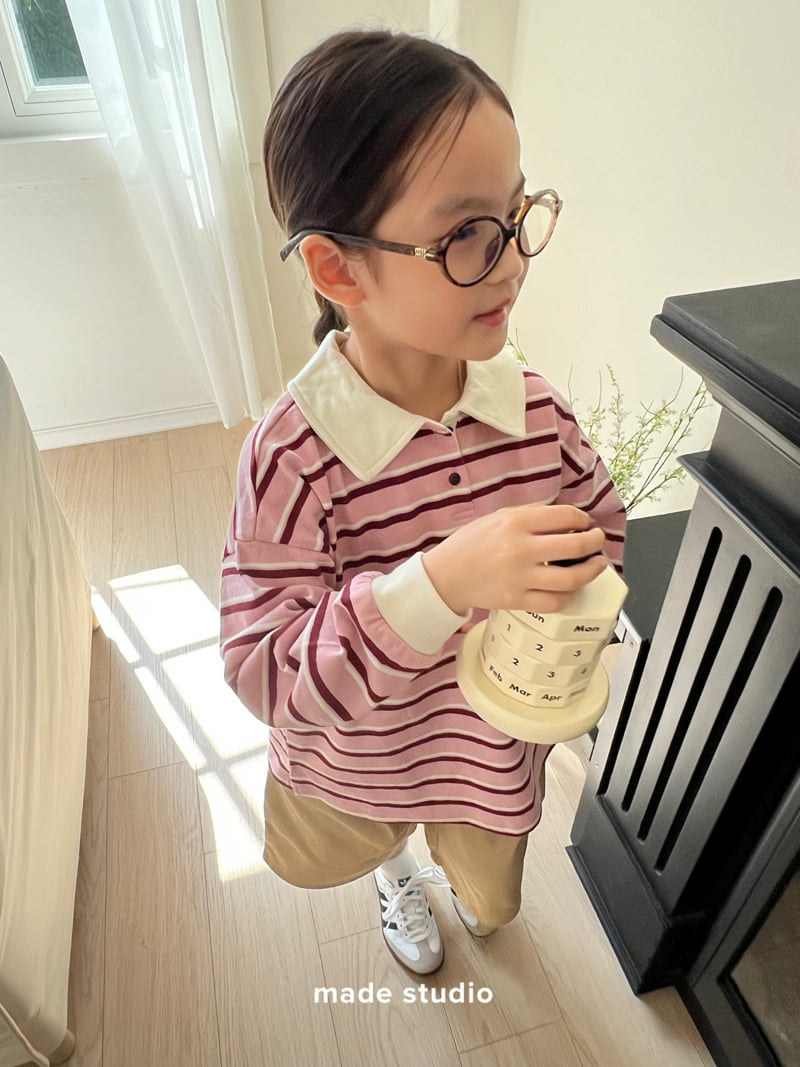 Made Studio - Korean Children Fashion - #magicofchildhood - Stripe Collar Tee - 10