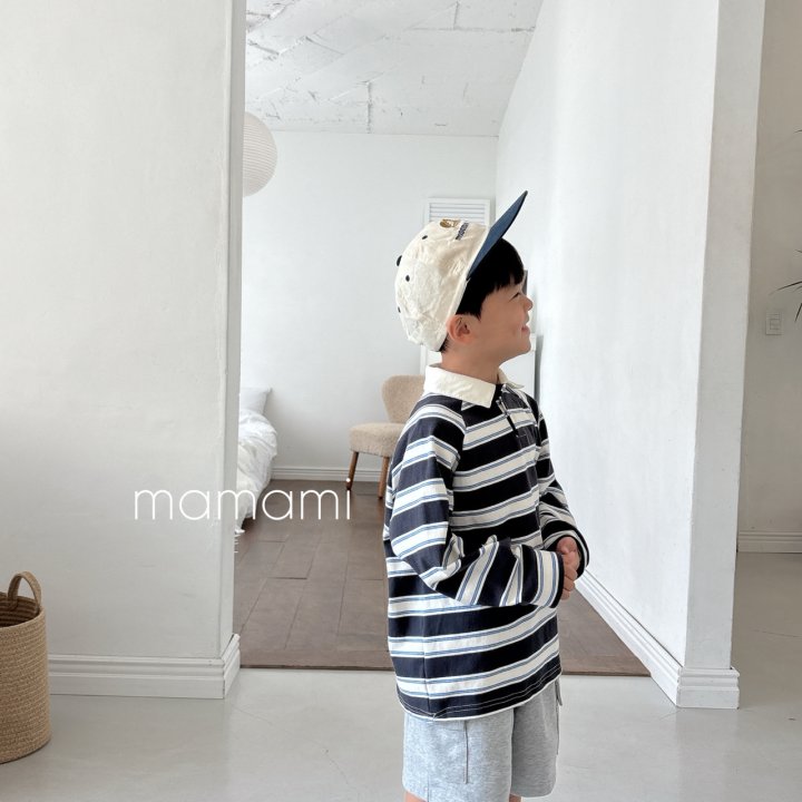 Mamami - Korean Children Fashion - #designkidswear - Hug Stripe Collar Tee - 5