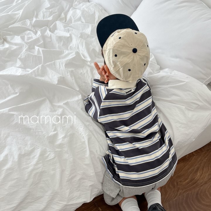 Mamami - Korean Children Fashion - #kidsstore - Hug Stripe Collar Tee - 9