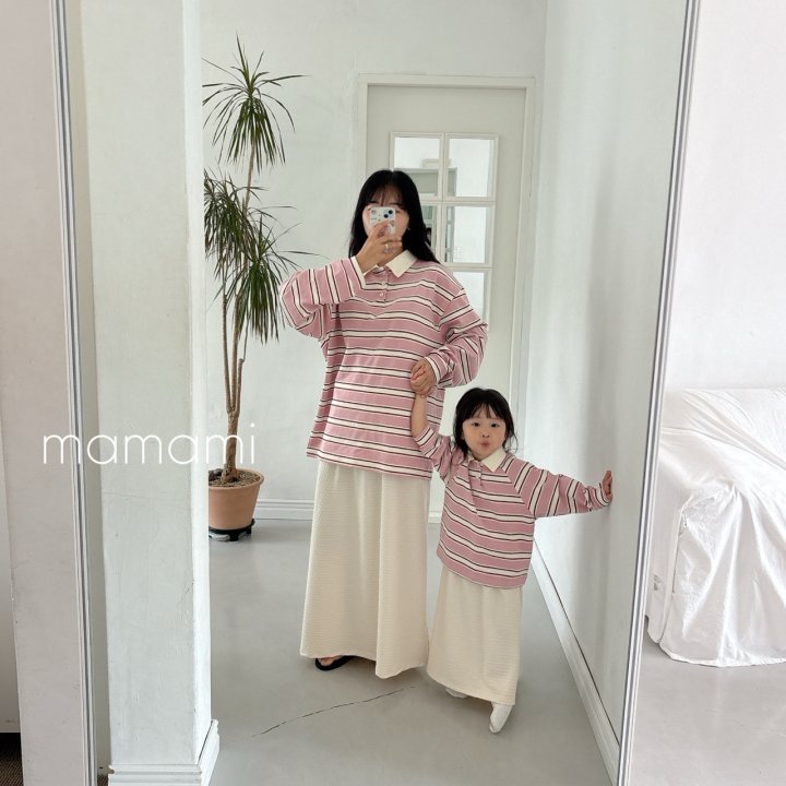 Mamami - Korean Children Fashion - #littlefashionista - Hug Stripe Collar Tee - 12