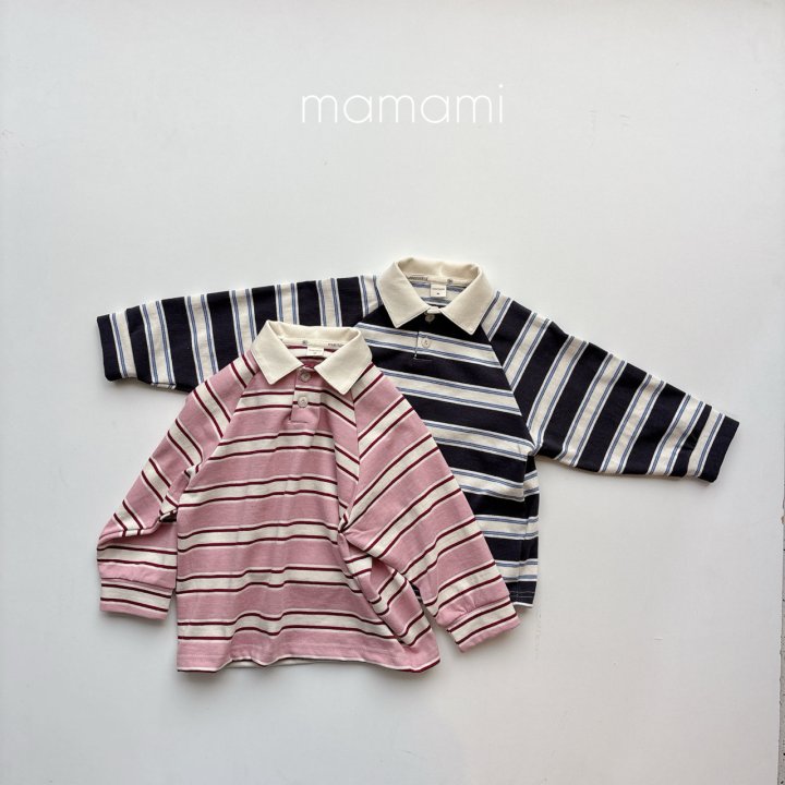 Mamami - Korean Children Fashion - #prettylittlegirls - Hug Stripe Collar Tee