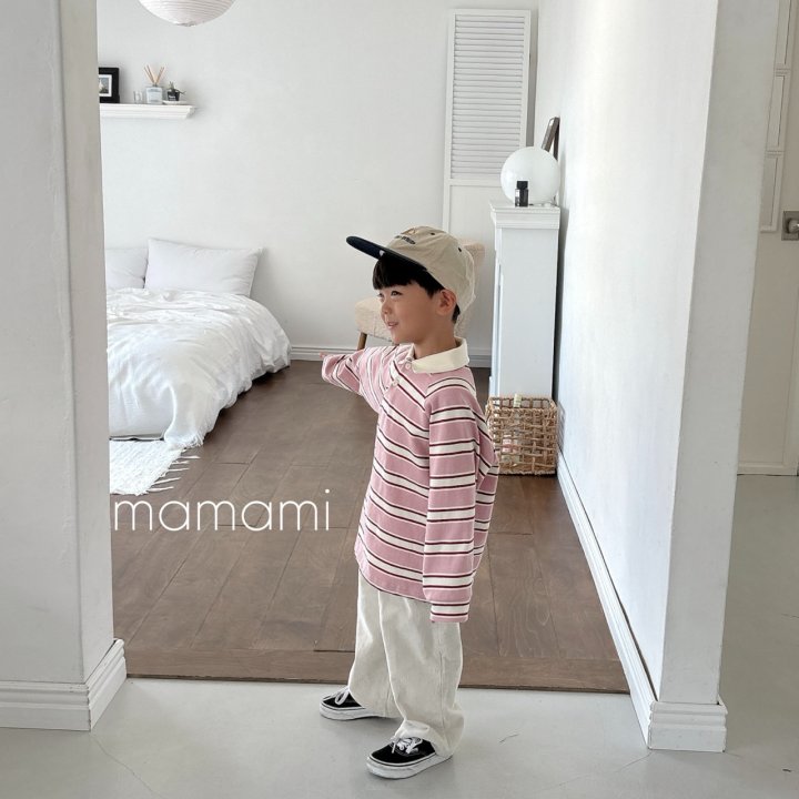 Mamami - Korean Women Fashion - #momslook - Hug Stripe Collar Tee (Adult) - 10