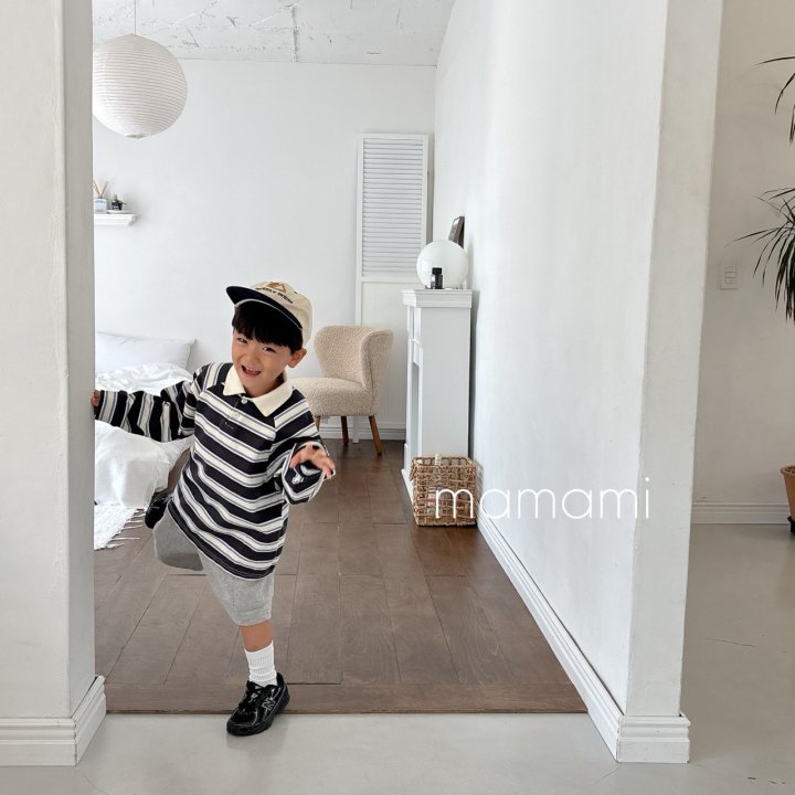 Mamami - Korean Women Fashion - #womensfashion - Hug Stripe Collar Tee (Adult) - 5