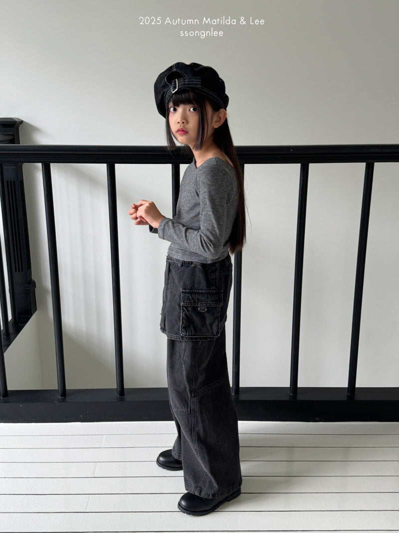 Matilda & Lee - Korean Children Fashion - #childofig - Black Fit Wide Denim Pants - 10