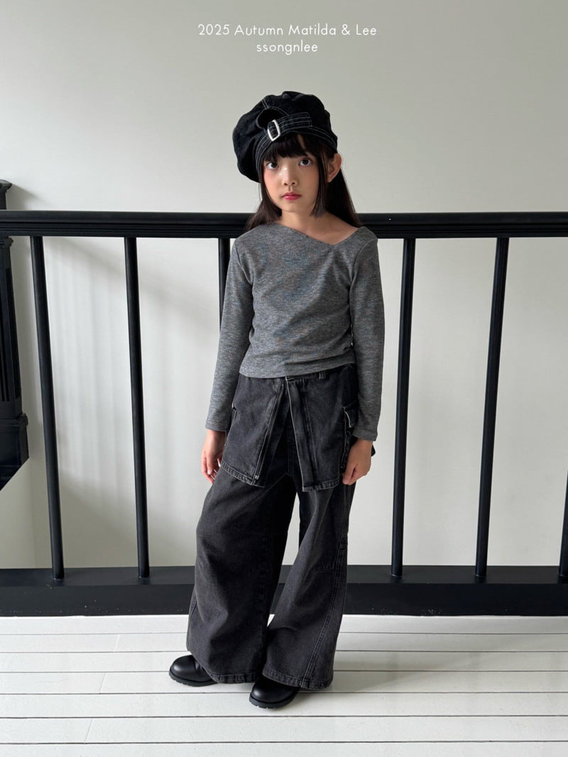 Matilda & Lee - Korean Children Fashion - #childofig - Black Fit Wide Denim Pants - 9