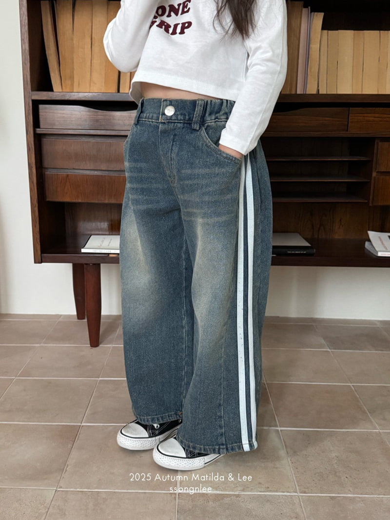 Matilda & Lee - Korean Children Fashion - #childrensboutique - Side Line Denim Pants