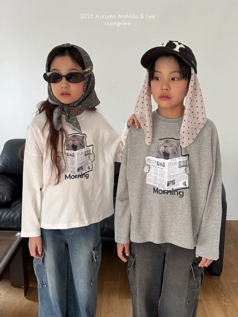 Matilda & Lee - Korean Children Fashion - #childrensboutique - Cat Morning Tee