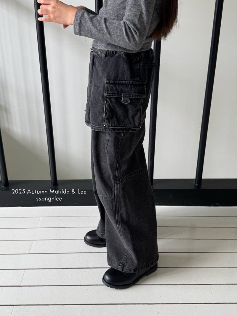 Matilda & Lee - Korean Children Fashion - #designkidswear - Black Fit Wide Denim Pants - 12