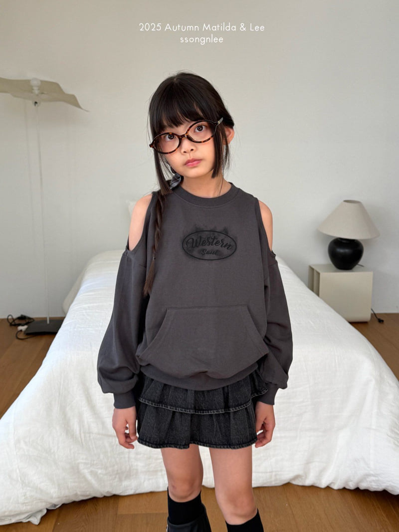 Matilda & Lee - Korean Children Fashion - #designkidswear - Western Off-Shoulder Sweatshirt - 3