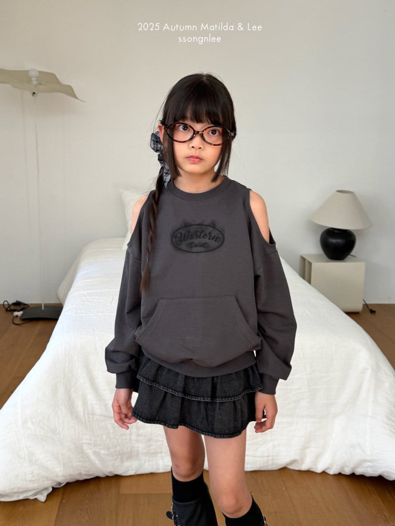 Matilda & Lee - Korean Children Fashion - #kidsshorts - Western Off-Shoulder Sweatshirt - 6