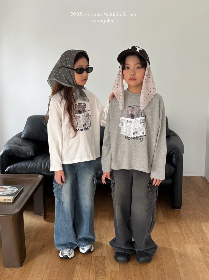 Matilda & Lee - Korean Children Fashion - #kidsshorts - Cat Morning Tee - 5