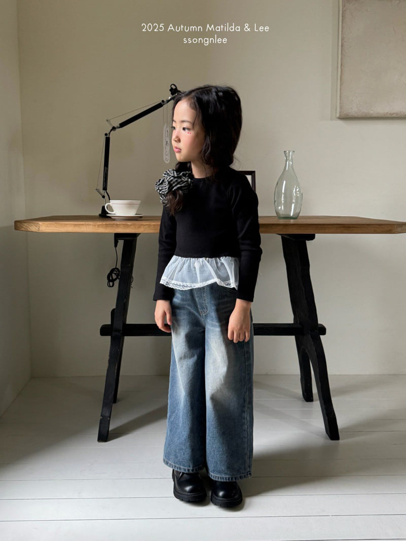 Matilda & Lee - Korean Children Fashion - #kidsstore - Lace Ribbed Tee - 12