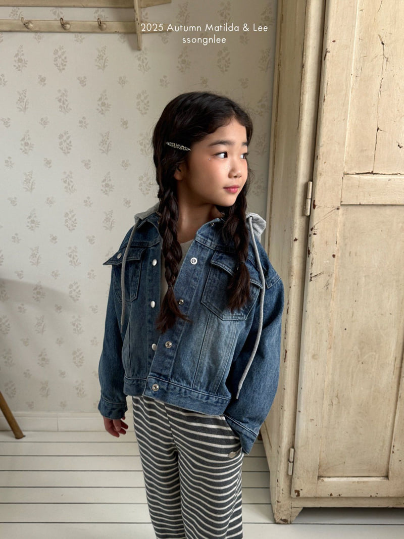 Matilda & Lee - Korean Children Fashion - #kidsstore - Hooded Denim Jacket - 8