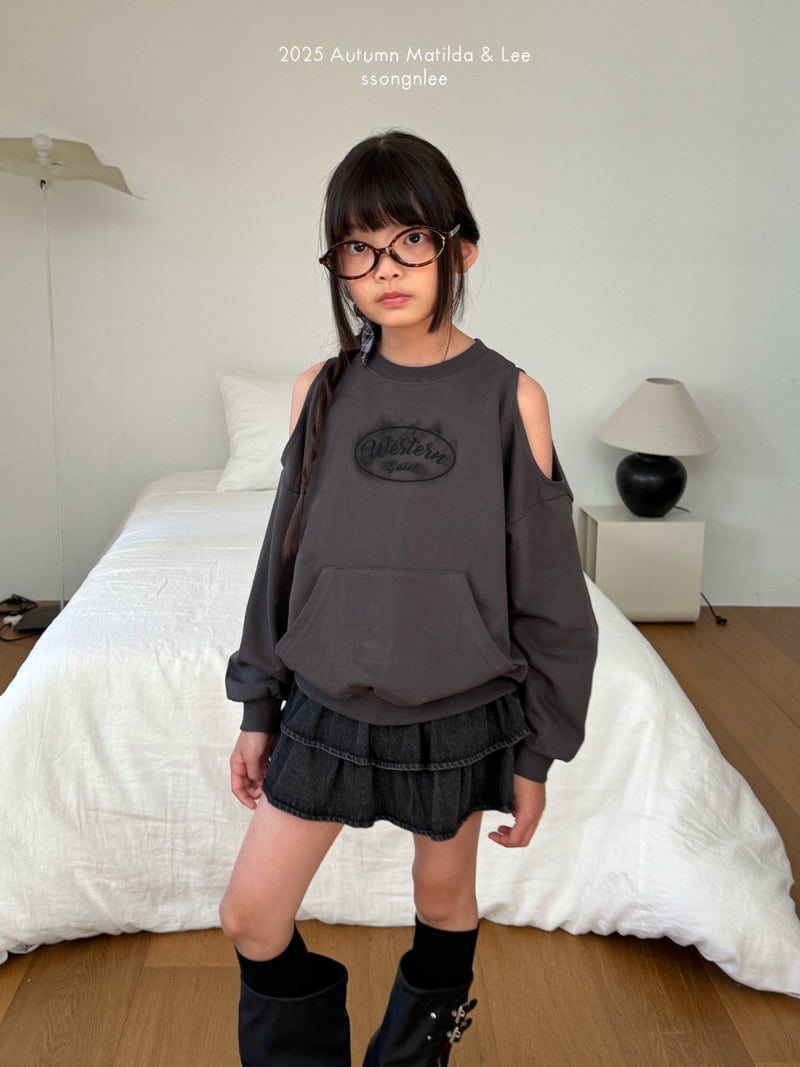 Matilda & Lee - Korean Children Fashion - #kidsstore - Western Off-Shoulder Sweatshirt - 7