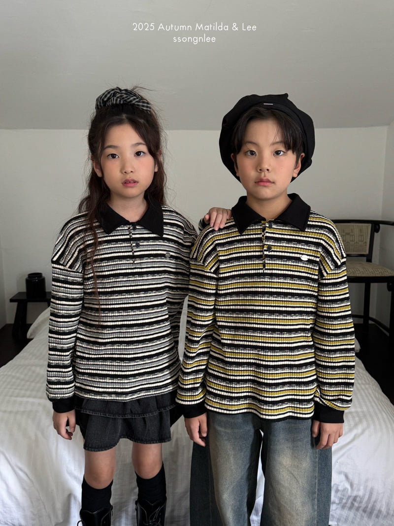 Matilda & Lee - Korean Children Fashion - #kidzfashiontrend - Ribbed Stripe Knit Tee