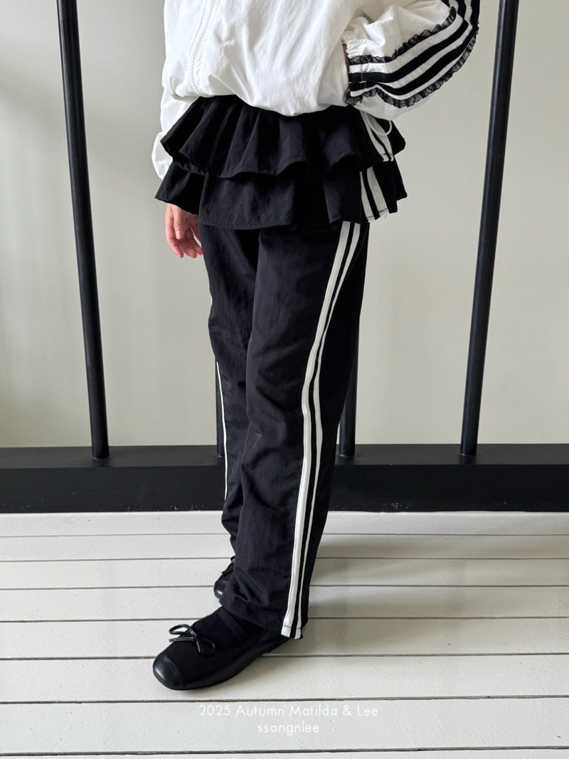 Matilda & Lee - Korean Children Fashion - #kidzfashiontrend - Ruffle Line Track Pants