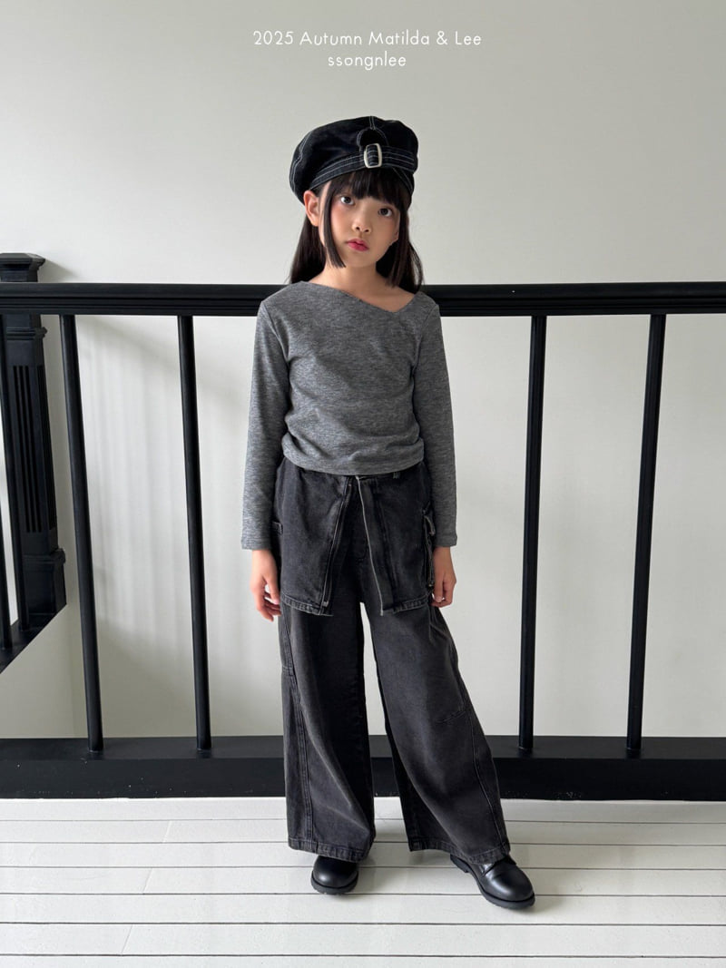 Matilda & Lee - Korean Children Fashion - #littlefashionista - Black Fit Wide Denim Pants - 5