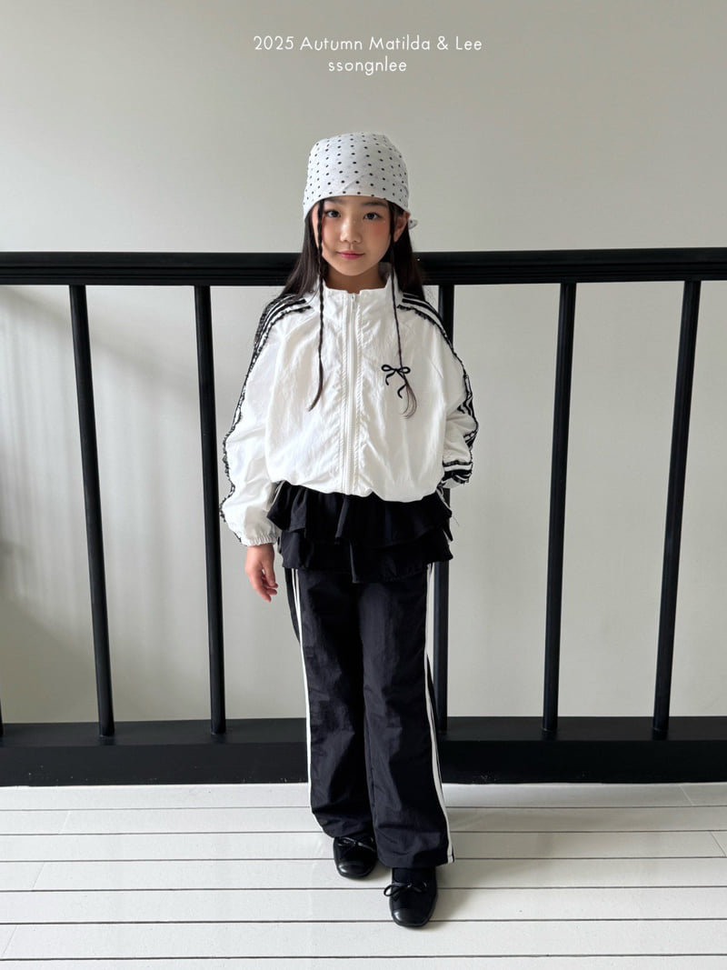 Matilda & Lee - Korean Children Fashion - #littlefashionista - Ruffle Line Track Pants - 3