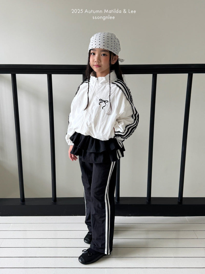 Matilda & Lee - Korean Children Fashion - #littlefashionista - Ruffle Line Track Pants - 4