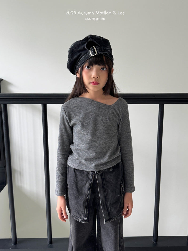 Matilda & Lee - Korean Children Fashion - #minifashionista - Black Fit Wide Denim Pants - 7