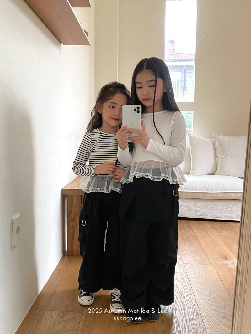 Matilda & Lee - Korean Children Fashion - #minifashionista - Lace Ribbed Tee - 3