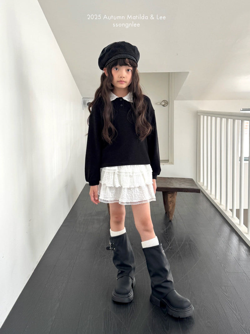 Matilda & Lee - Korean Children Fashion - #minifashionista - Lace Collar Knit Tee - 6