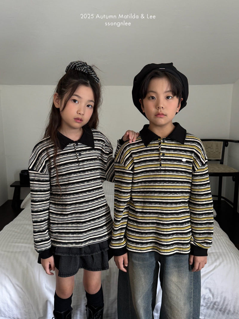 Matilda & Lee - Korean Children Fashion - #prettylittlegirls - Ribbed Stripe Knit Tee - 6