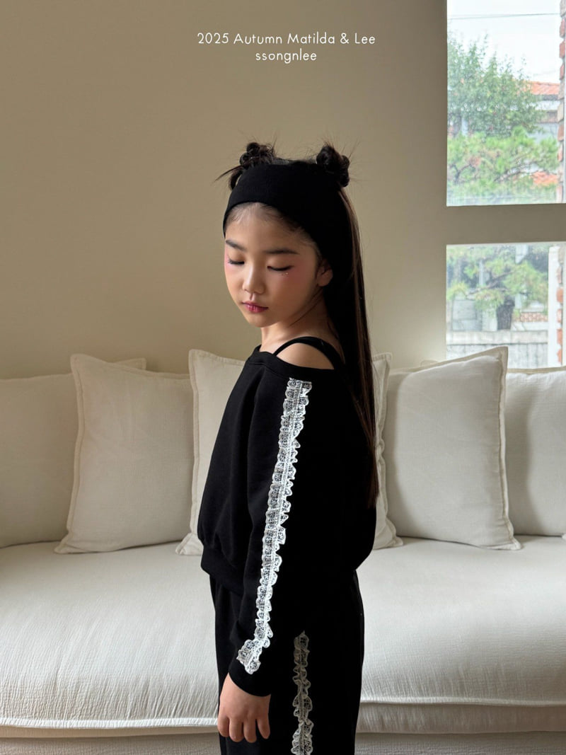 Matilda & Lee - Korean Children Fashion - #prettylittlegirls - Lace Shoulder Sweatshirt - 7