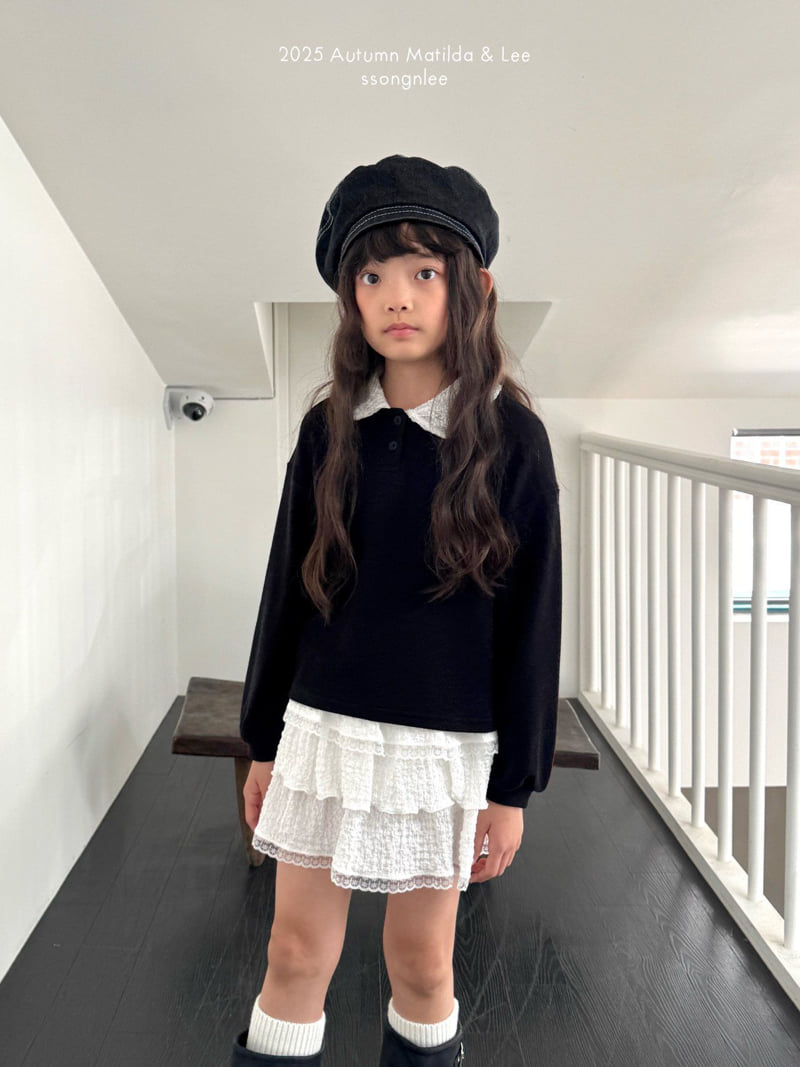 Matilda & Lee - Korean Children Fashion - #prettylittlegirls - Lace Collar Knit Tee - 7
