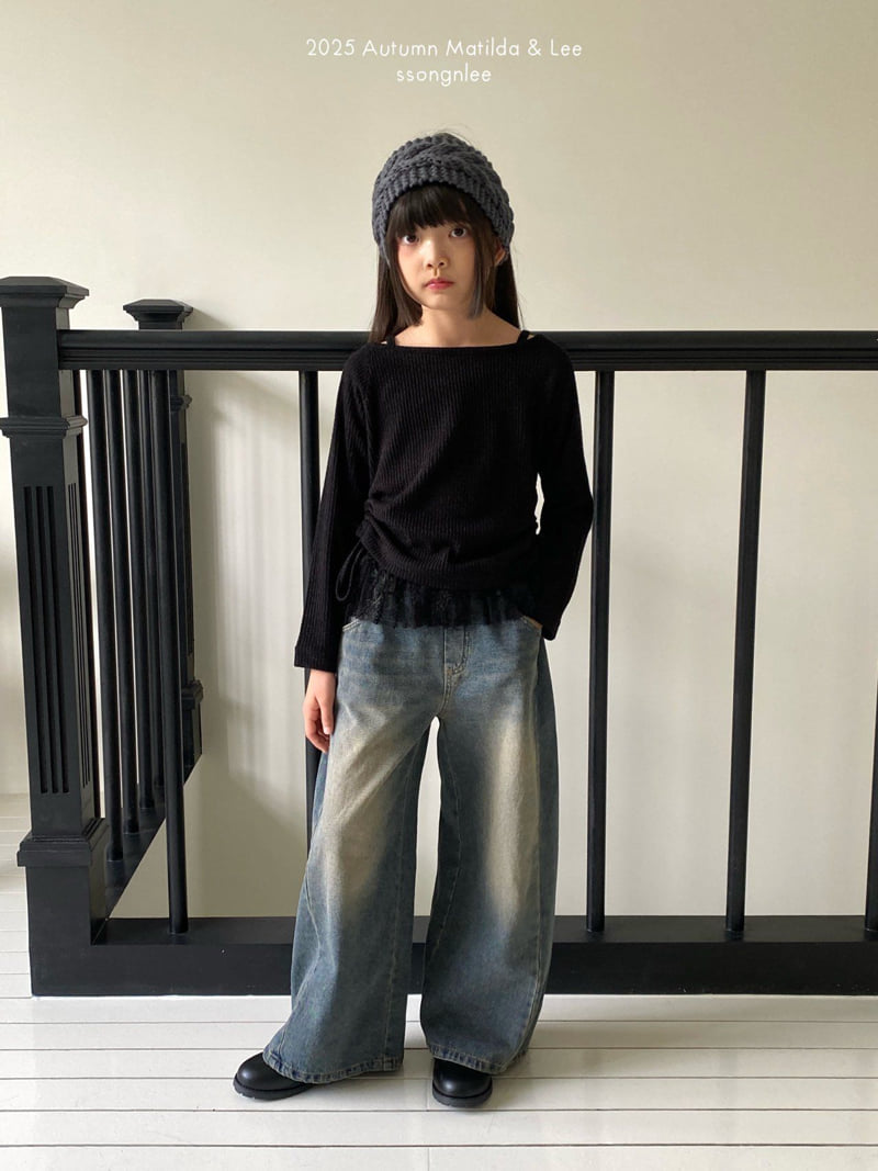 Matilda & Lee - Korean Children Fashion - #todddlerfashion - Lace Shirring Set - 3